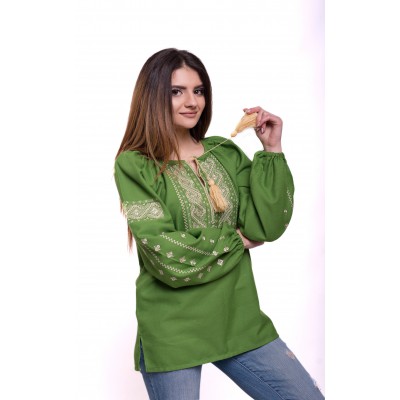 Embroidered Blouse "Happy Moments" green